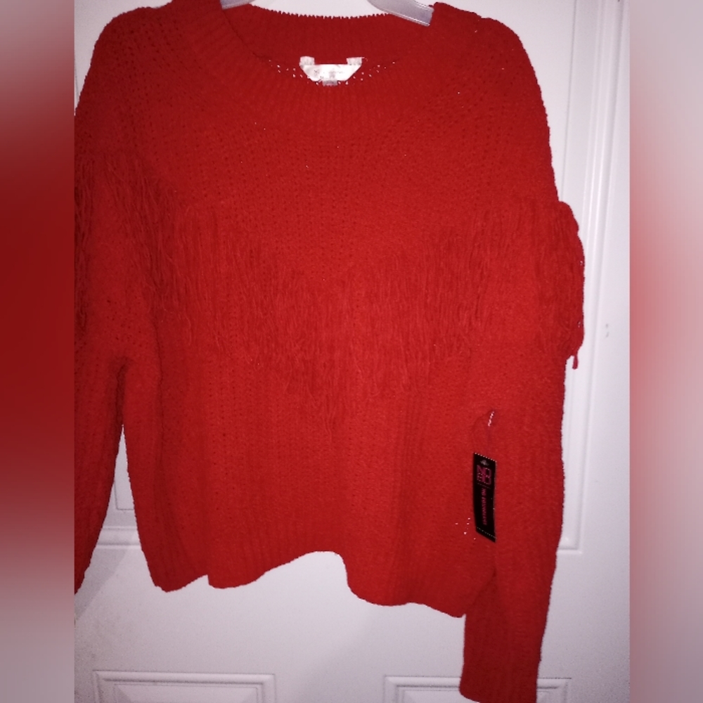 NoBo Red Fringe Sweater Size: XL (15-17)
